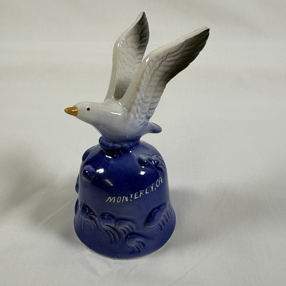 Vintage Monterey CA Ceramic Bell Seagull Ocean Waves California S2-383